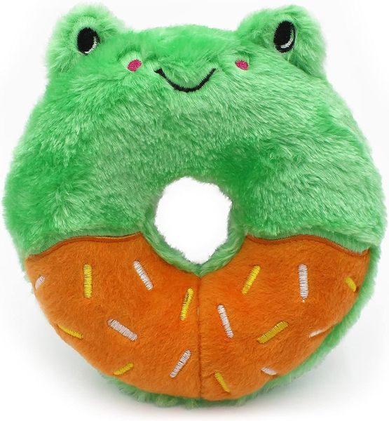 ZippyPaws Donutz Buddies Donut Dog Toy With Squeaker (No Stuffing) - Frog