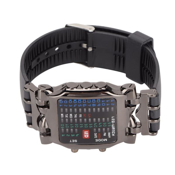 Men's LED Watch Black Binary Display