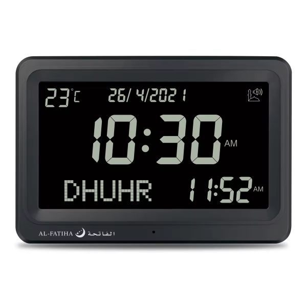Al-Fatiha - Black Plastic Battery Powered Digital LED Display Azaan Clock