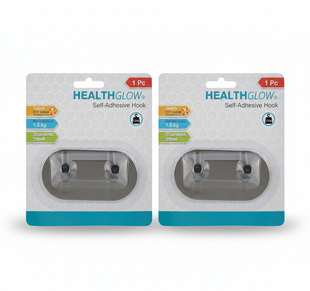 Healthglow Stainless Steel Hooks - 2 Piece Durable Hanging - 2 Pack