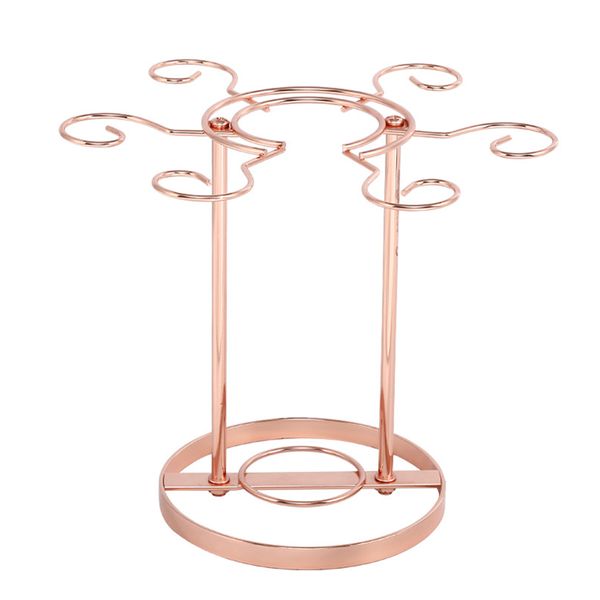 Metal Scrollwork Design Tabletop Wine Glass Holder Storage Rack with 6 Hook