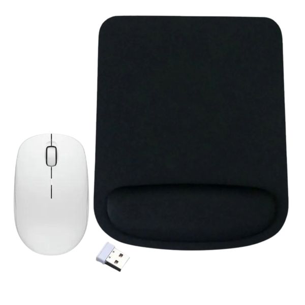 Black Ergonomic Mouse Pad and Ezra Wireless Mouse