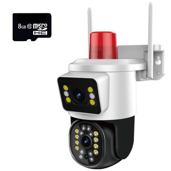 Dual Lens Dual View IR 22 LED Wireless Siren Security Camera &amp; 8GB SD