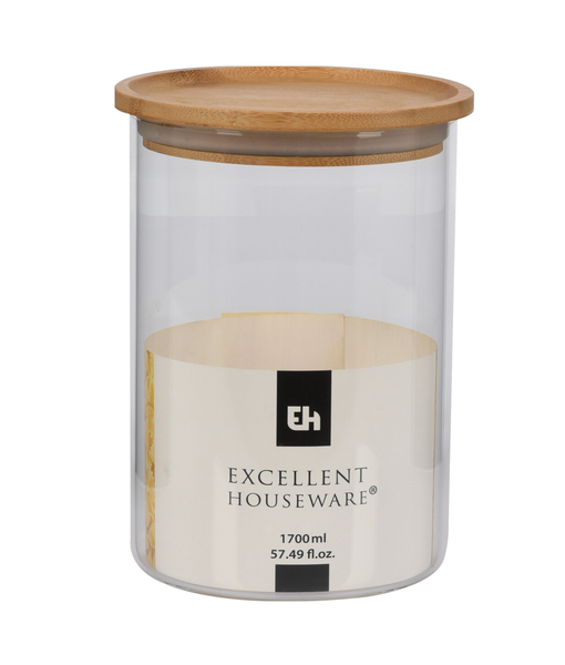 Excellence Homeware 1.7L Storage Jar with Bamboo Lid