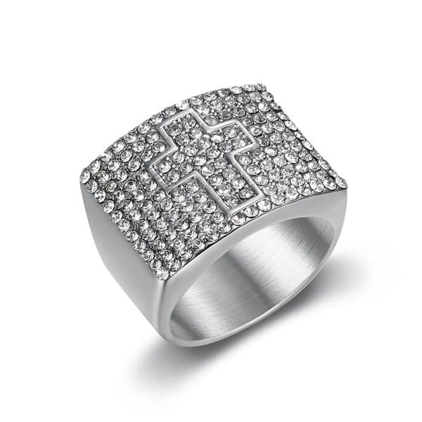 ICED OUT Ring Cross Square ring Religion's ring Radiant Rings