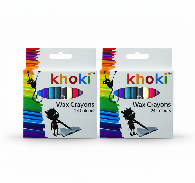 Khoki 24 Piece Non-Toxic Wax Crayons for Kids' Art and Crafts - 2 Pack
