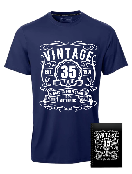 Vintage 35 Years Old Est 1991 Birthday Gift Navy T-shirt