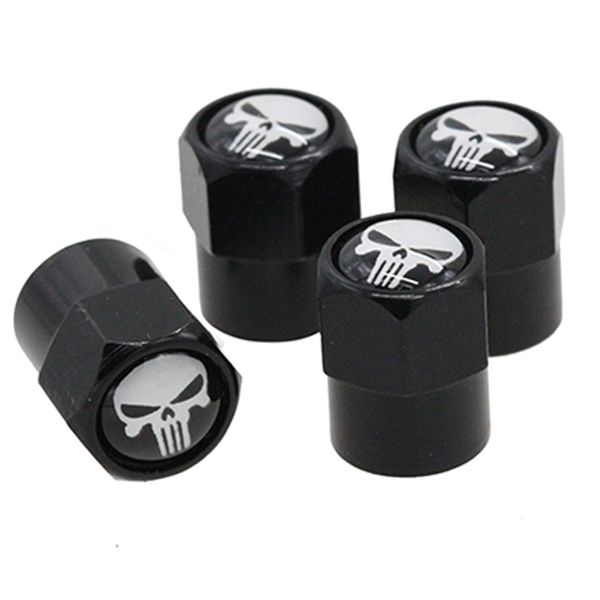 Punisher White/Red Skull Logo Car Valve Caps Wheel Tire Accessories St~293