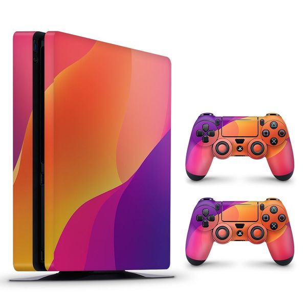 Decal Skin Compatible with PS4 Slim - Vibrant Sunset Waves (Decal Only)