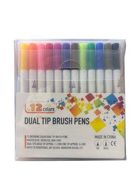 12 Color Dual Tip Brush Pens