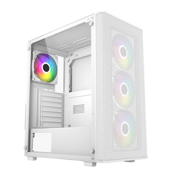 ATX mid-tower gaming chassis with ARGB fans and tempered glass