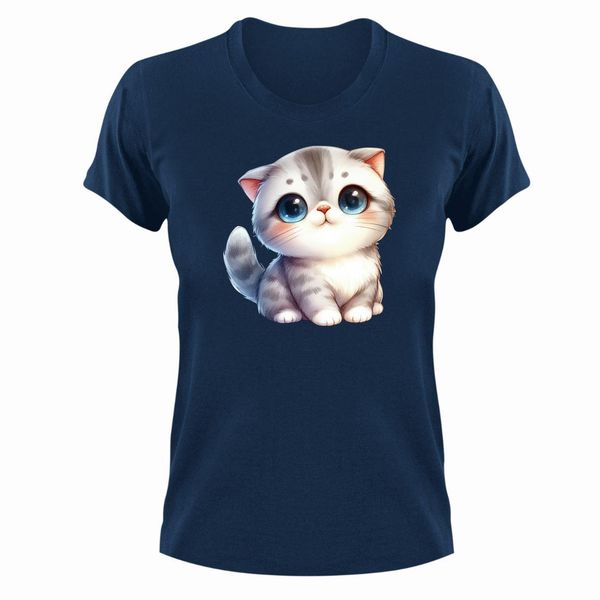 Cat T-Shirt Gift Navy Christmas Birthday Present 322