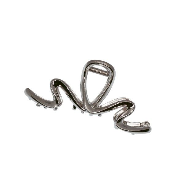 1 Piece - Abstract Wave Metal Hair Claw Clip - Silver