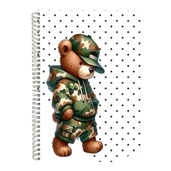 Camo A4 Notebook Spiral and Lined Funky Bear Lover Graphic Notepad Gift 192