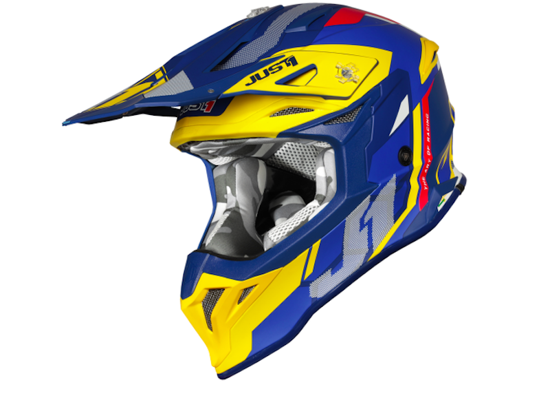 Just 1 J39 Pro Reactor Yellow/Blue Matt Helmet