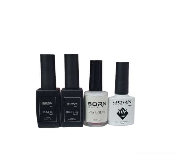 UV/Nail Gel, Matte Top, Rubber Base, Star Glue &amp; Top Coat