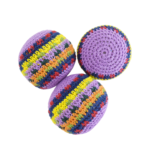 Footbags Hacky Saki Balls - Mixed Lilac Colorful Knit Set of 3