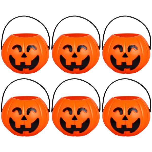 Halloween Mini Pumpkin Jack O Lantern Buckets 10cm x 9cm (6 Piece)