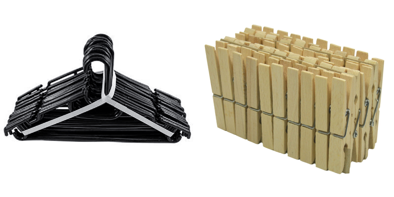 Hanger Plastic 20pcs with 100 x Wooden Pegs