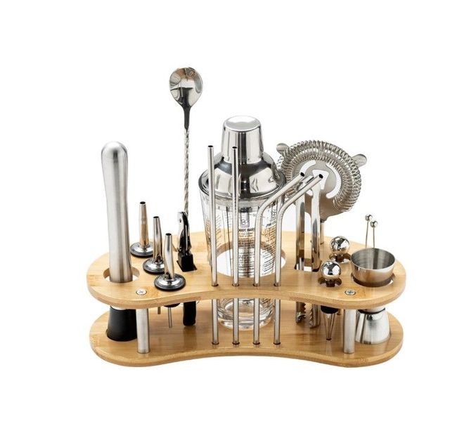 Stainless steel cocktail shaker set, bar cocktail mixing tool set 19pcs