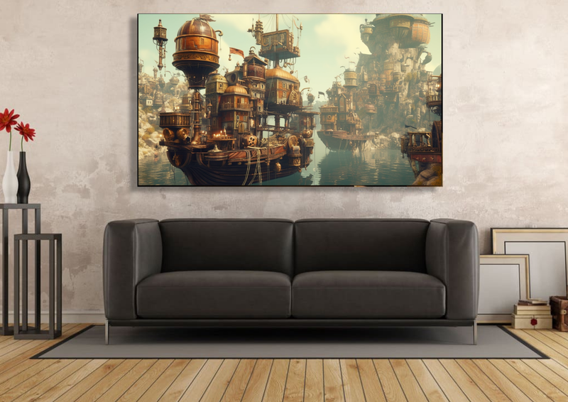 Canvas Wall Art - Seaside Steampunk Train - IM0158