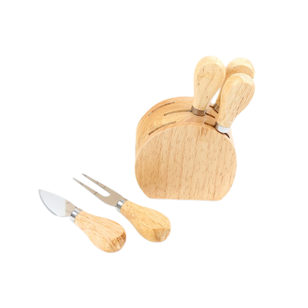 Cheese Knife and Block Set - Silver - 5 Piece