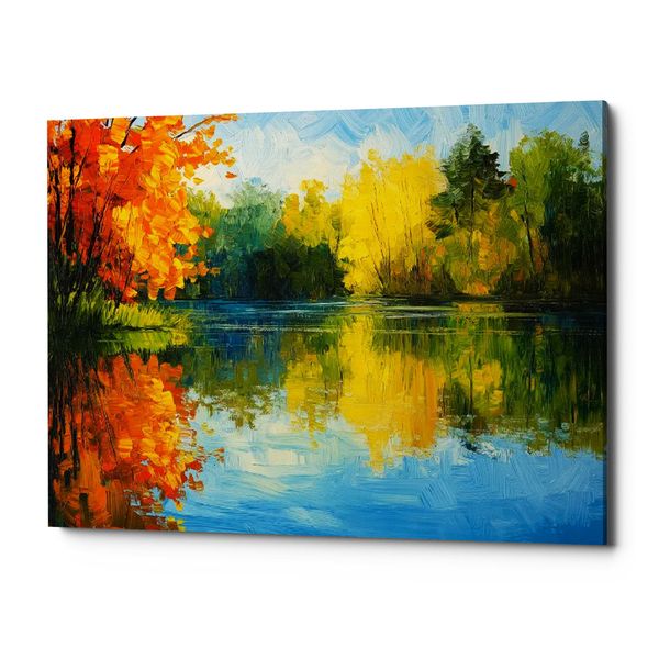 Canvas Art - Autumn Mirrors Abstract Painting Canvas Print - Wall Art Decor