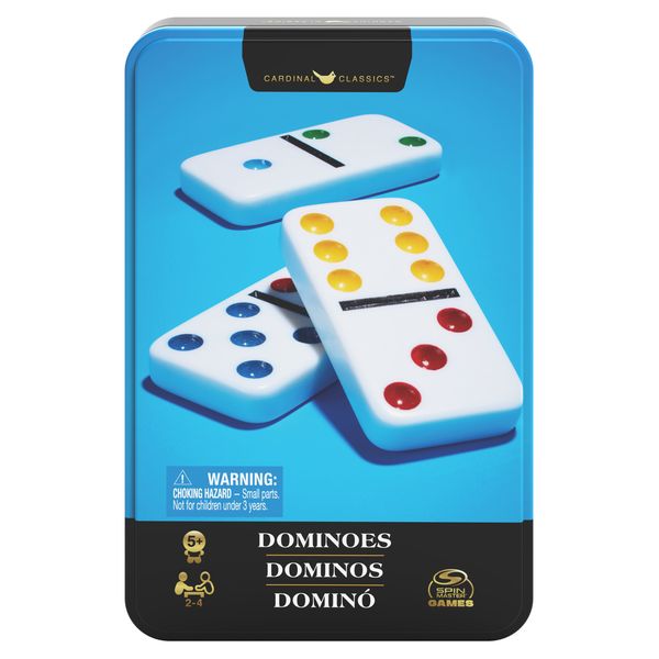 Classic Blue Double 6 Dominoes In Tin