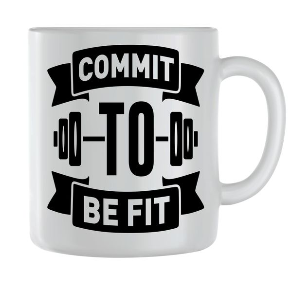 Commit Coffee Mugs for Men Women Trendy Workout Quotes Graphic Cup Gift 207