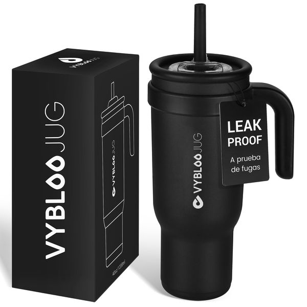 VYBLOOJUG 1.2L Leakproof Tumbler with Straw Stainless Steel Travel Mug