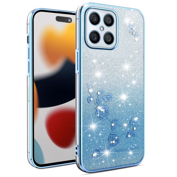 Phone Case Compatible With Honor X8 4G Flowers Diamond Shining Cover