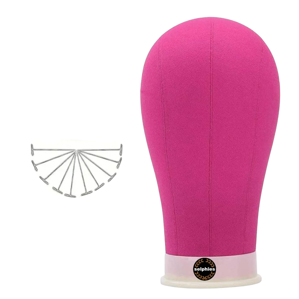 Selphies Mannequin Canvas Wig Head and 10 Pins