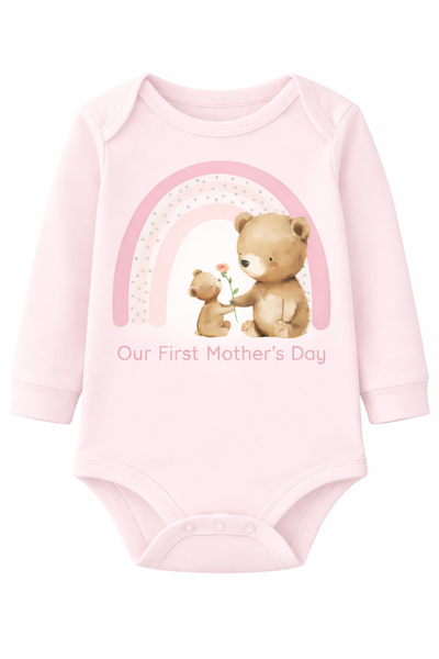 Mother's Day - Our First Mother's Day Long Sleeve Pink Baby Grow