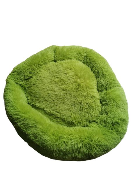 The calming cuddler Plush Pet Bed - Large (90cm) Grey/Lime Green