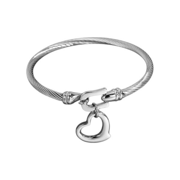 Minimalistic Bracelet With Cut Out Heart Charm - Silver
