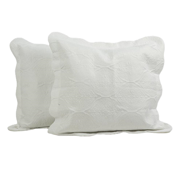 Kitro White Classic Quilted Continental Pillowcases 2 Pack