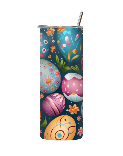 Flower 20 Oz Tumbler with Lid Straw Trendy Easter Graphic Design Present089