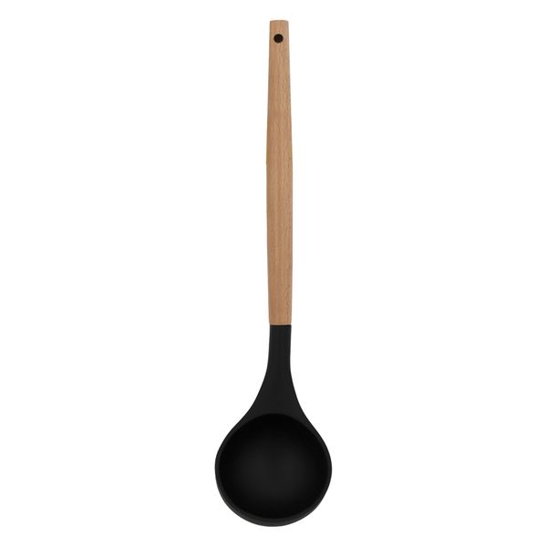 Regent Kitchen Ladle Black Silicone And Beechwood - 310X80Mm