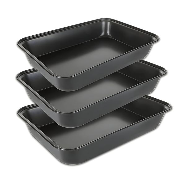 3 Piece Non-Stick Baking Pan Set - Oven-Safe Design