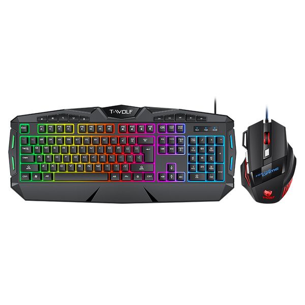 T-WOLF "TF390" Wired RGB Gaming Keyboard &amp; Mouse Combo