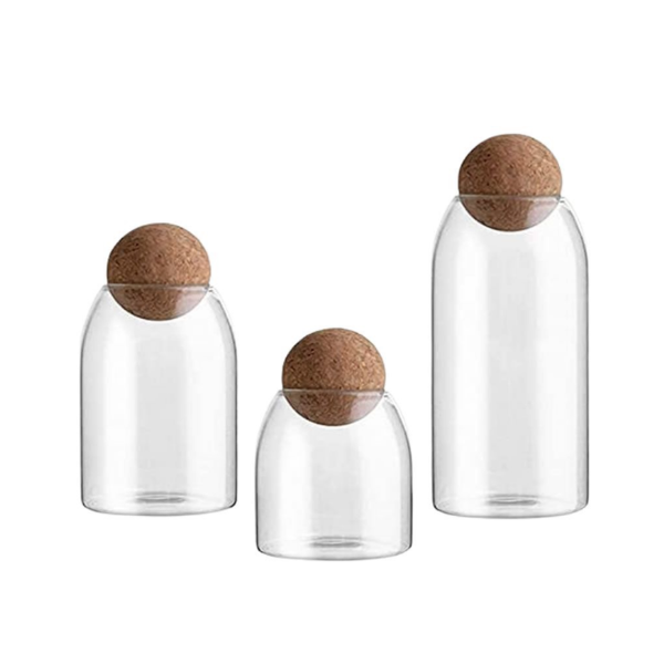 Urban Cart Glass Storage Jar Set with Cork Ball Lid