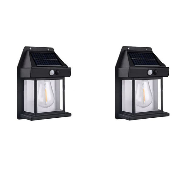 Set Of 2 Outdoor Motion Sensor Solar LED Warm White Wall Light DP-210