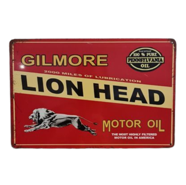 Tin Sign Gilmore Lion Head