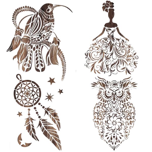 Craft Reusable &amp; Washable Durable Plastic Stencils Set of 4 - 29.7cm