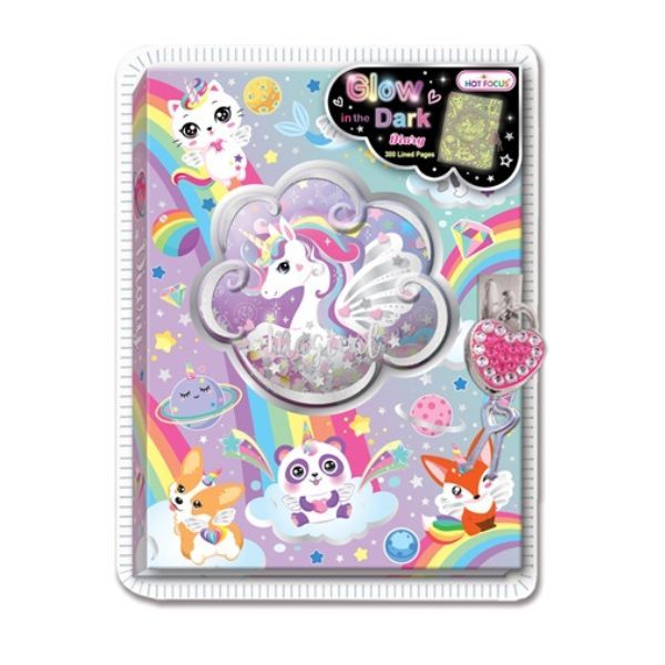 Hot Focus Glow in the Dark Diary, Lock &amp; Keys - Journal, 300 Lined Pages