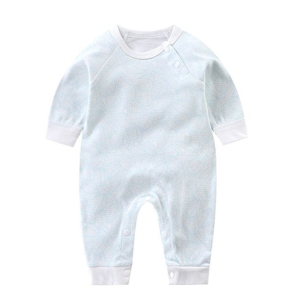Baby Romper/One-Piece with Beautiful Soft Blue Leaf Design
