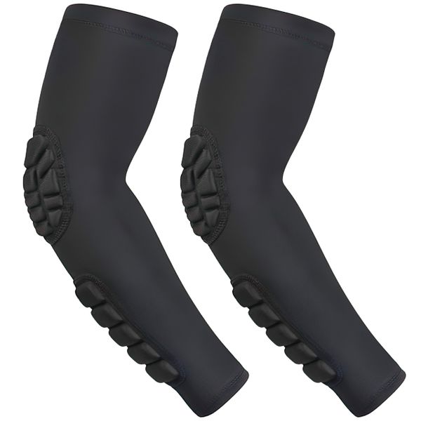 QYNIAL 2Pcs Padded Elbow Forearm Sleeves Compression Arm Protective Support