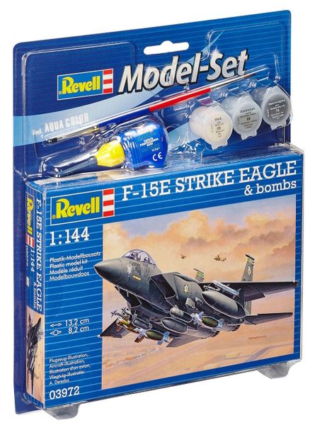 Revell 1/144 F-15E Strike Eagle &amp; Bombs Model Kit w/Paints, Glue &amp; Brush