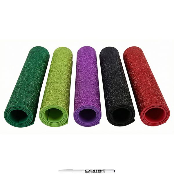 5-Pack Glitter EVA Foam Sheets A3 Mixed Colors 2mm DIY With ReVibe Pen
