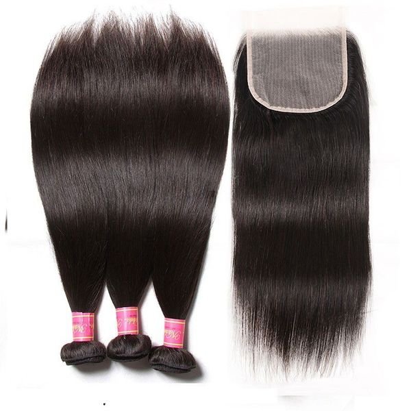 Brazilian Virgin Hair 30 inches 3 bundles + 4x4 Closure and free tail comb
